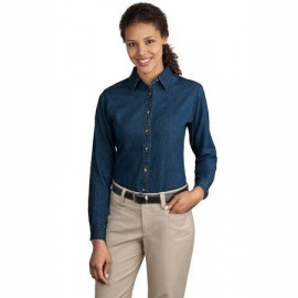 Product: Port & Company® - Ladies Long Sleeve Value Denim Shirt