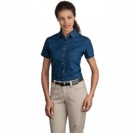 Product: Port & Company® - Ladies Short Sleeve Value Denim Shirt