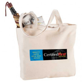 Product: Zippered 12oz Cotton Canvas Shopper Tote