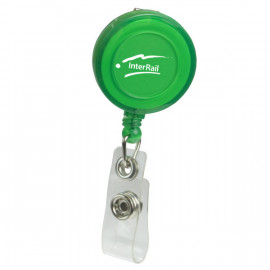 Product: Pad Printed Retractable Badge Holder (Round w/ Slip on Clip)