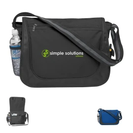 Product: MESSENGER BAG WITH MATCHING STRIPED HANDLE IMPRINTED