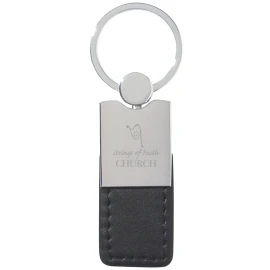 Product: Metal/Simulated Leather Key Tag