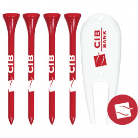 Product: Golf Tee Pack - Four Tees / 1 Divot Tool / 1 Ball Marker (2 3/4" Tee)
