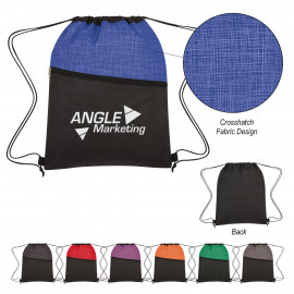 Product: CROSSHATCH TWO-TONE NON-WOVEN DRAWSTRING BAG