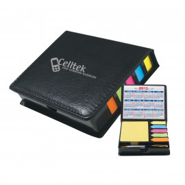 Product: SQUARE LEATHER LOOK CASE OF STICKY NOTES WITH CALENDAR & PEN