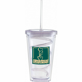 Product: Carnival Cups-Color Curly Straw, Clear Lid