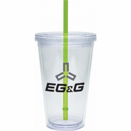 Product: 20 oz. Large Classic Carnival Cup w/ Green Straw