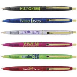 Product: BIC Ecolutions Clear Clics Ballpoint Pen w/ Polished Gold Plated Trim