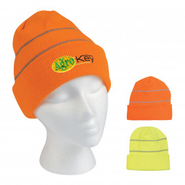 Product: KNIT CUFF BEANIE WITH REFLECTIVE STRIPES