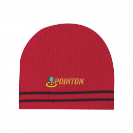 Product: Ribbed Knit Beanie With Double Stripe