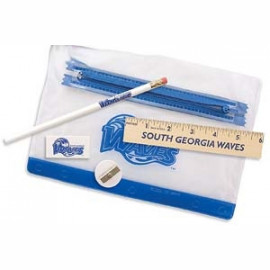 Product: Clear Translucent Pouch School Kit w/ Pencil, 6" Ruler, Eraser & Sharpener