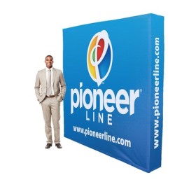 Product: Pop-up fabric display - straight wall with wrap around (8'x8')