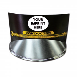 Product: Black Train Conductor Poster Board Hat w/ Elastic Band