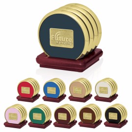 Product: Four Coasters with Solid Cherry or Walnut Stand