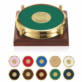 Product: Two Coasters with Solid Cherry or Walnut Tray