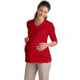 Product: Port Authority® Ladies Silk Touch Maternity 3/4-Sleeve V-Neck Shirt