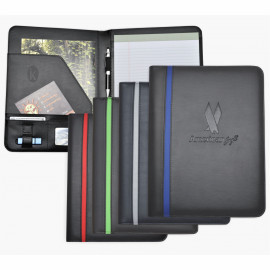 Product: Letter Size Writing Pad Folder/ Padfolio - Simulated Leather w/ Stripe Accent