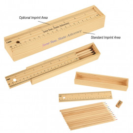 Product: 12-PIECE COLORED PENCIL SET IN WOODEN RULER BOX