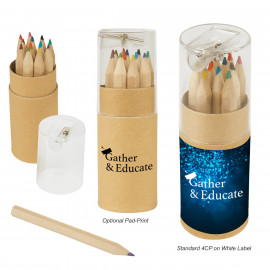 Product: 12-PIECE COLORED PENCIL SET IN TUBE WITH SHARPENER