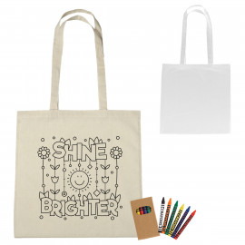 Product: 100% COTTON COLORING TOTE BAG WITH CRAYONS