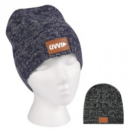Product: KNIT BEANIE WITH LEATHERETTE PATCH