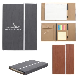 Product: WOODGRAIN PADFOLIO WITH STICKY NOTES AND FLAGS