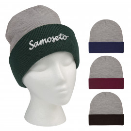 Product: TWO-TONE KNIT BEANIE WITH CUFF