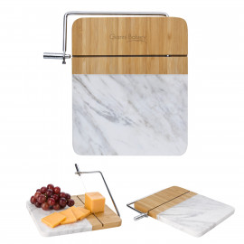 Product: MARBLE AND BAMBOO CHEESE CUTTING BOARD WITH SLICER