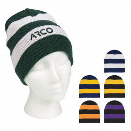 Product: Embroidered Stripe Knit Beanie