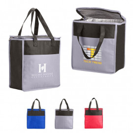 Product: TWO-TONE FLAT TOP INSULATED NON-WOVEN GROCERY TOTE