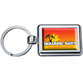 Product: Two Sided Budget Chrome Plated Domed Keytag Rectangle