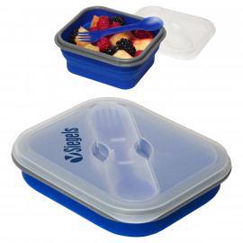 Product: Collapsible Silicone Lunch Box with Fork & Spoon Set