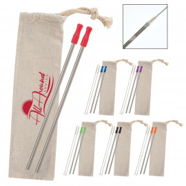 Product: 2-PACK STAINLESS STRAW KIT WITH COTTON POUCH
