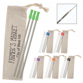 Product: 3-PACK STAINLESS STRAW KIT WITH COTTON POUCH