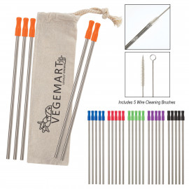 Product: 5-PACK STAINLESS STRAW KIT WITH COTTON POUCH