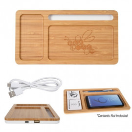 Product: BAMBOO WIRELESS CHARGING PAD DESKTOP ORGANIZER