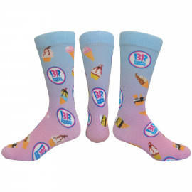 Product: Flat Knit Dress Sock w/DTG Printing