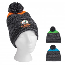 Product: KNIT HEATHERED POM BEANIE WITH CUFF