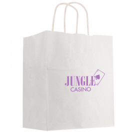 Product: KRAFT PAPER WHITE SHOPPING BAG - 13" X 17"