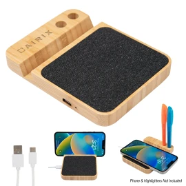 Product: 10W BAMBOO WIRELESS CHARGER WITH PEN HOLDER