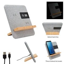 Product: FABRIC & BAMBOO WIRELESS CHARGER WITH CLOCK