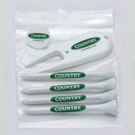 Product: Golf Combo Pack of 4 Tees, 1 Ball Marker & 1 Divot Tool