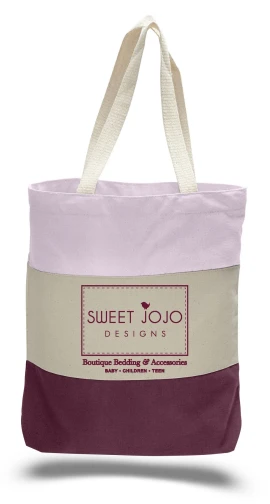 Product: 12 Oz. Canvas Tri Color Tote Bag w/ Gusset - 1 Color (15"x15"x3")