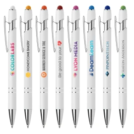 Product: Ellipse Softy White Barrel Pen w/ Stylus - ColorJet
