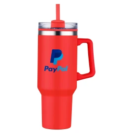 Product: 40 oz PP Lined Double Wall Tumbler With Handle & Straw