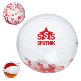 Product: 16" Red & White Confetti Filled Round Clear Beach Ball