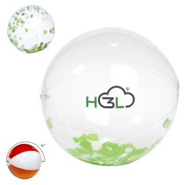 Product: 16" Green & White Confetti Filled Round Clear Beach Ball