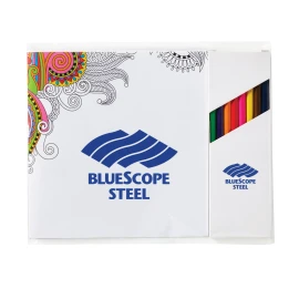 Product: Deluxe Adult Coloring Book & 8-Color Pencil Set (7"x7")
