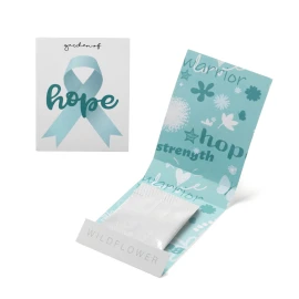 Product: Teal Blue Ribbon Garden of Hope Matchbook