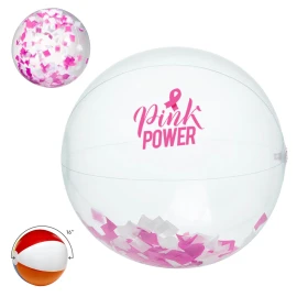 Product: 16" Pink & White Confetti Filled Round Beach Ball